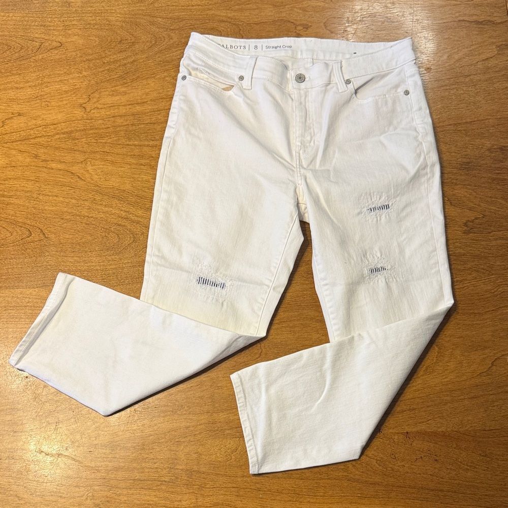 Talbots Distressed Straight Crop Jeans